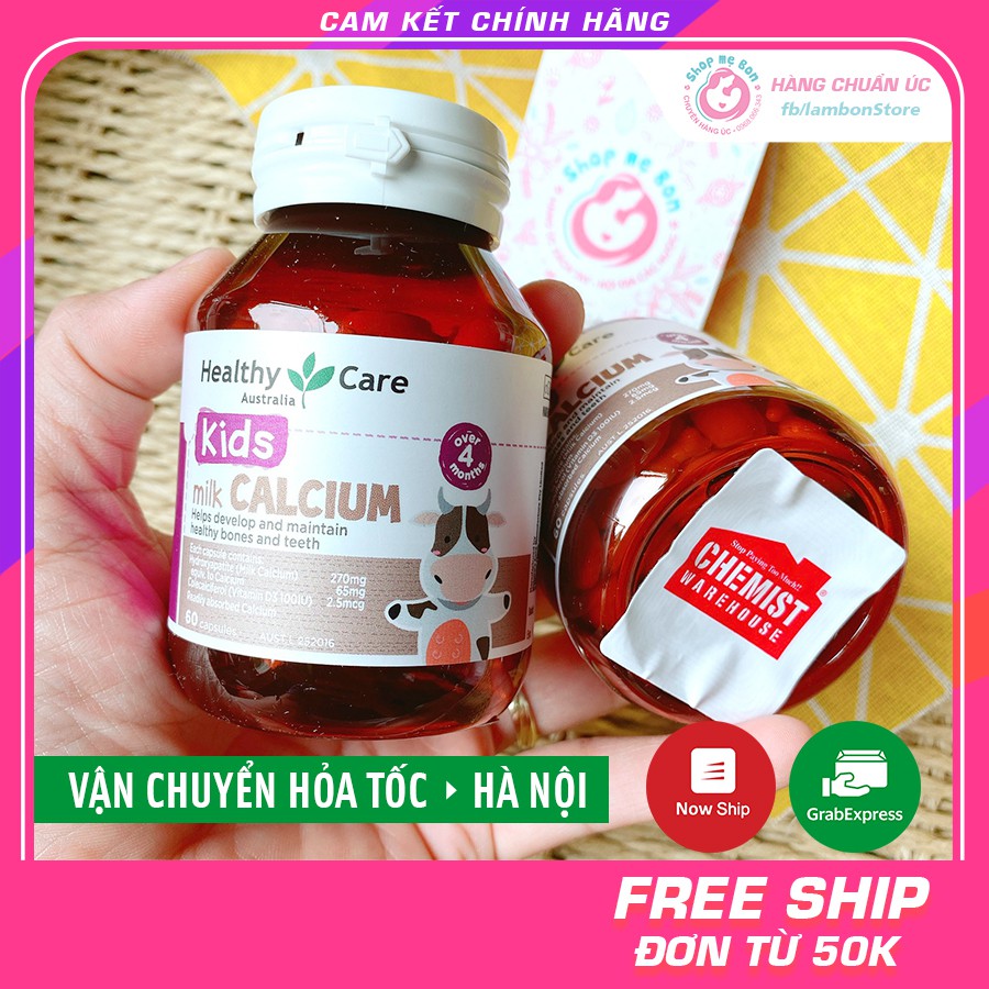 [Có Tem Chemist] Canxi Sữa Milk Calcium Healthy Care 60 viên - Xuất xứ Úc