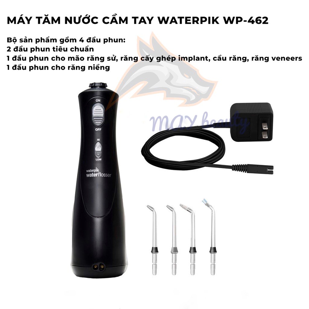 Máy Tăm Nước Cầm Tay Waterpik Cordless Plus Waterpik WP- 462W, Chính Hãng USA, Tăm Nước Sạc Điện WP-462W Fullbox