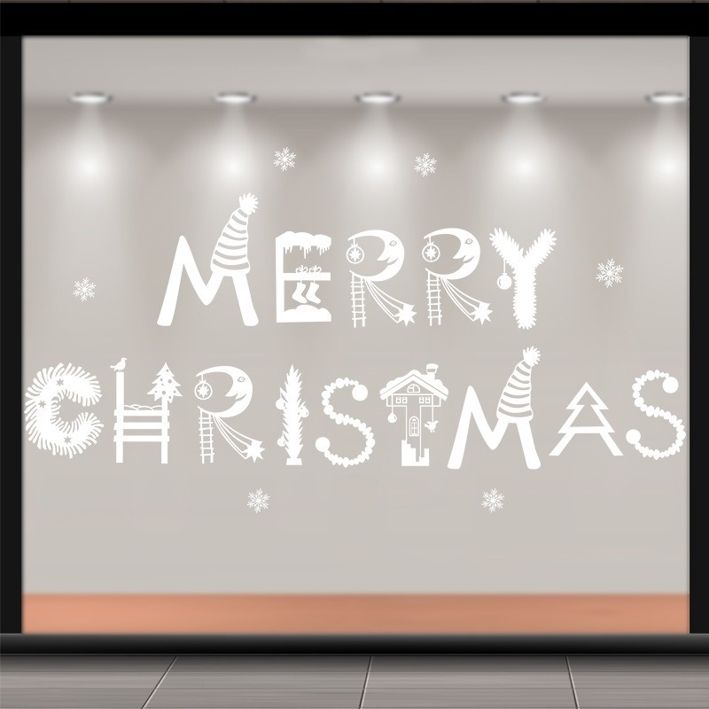 Hình dán họa tiết bông tuyết trang trí cửa sổ chủ đề Giáng sinh dễ thương