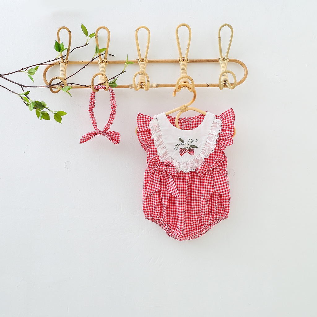 Áo Liền Quần + Băng Đô Thời Trang Cho Bé Mới Sinh