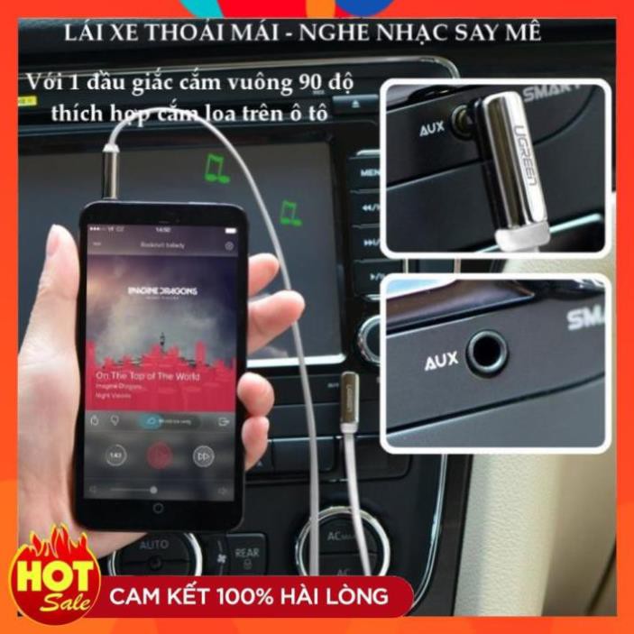 [Chính Hãng] Cáp Loa 2 đầu 3.5mm dài 1.5m đầu bẻ góc 90 độ màu đen Ugreen 10598 - Bảo hành 18 tháng chính hãng