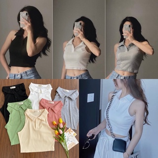 Áo Yếm Trơn MOMO TOP có cổ items basic nhiều màu dễ mix và phối đồ style ullzang hàn quốc mặc đi chơi hẹn hò