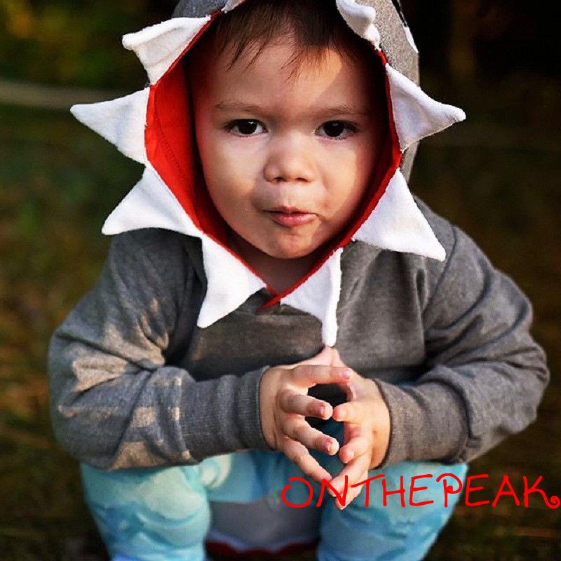 Áo hoodies có nón dài tay in hình cá mập dễ thương cho bé