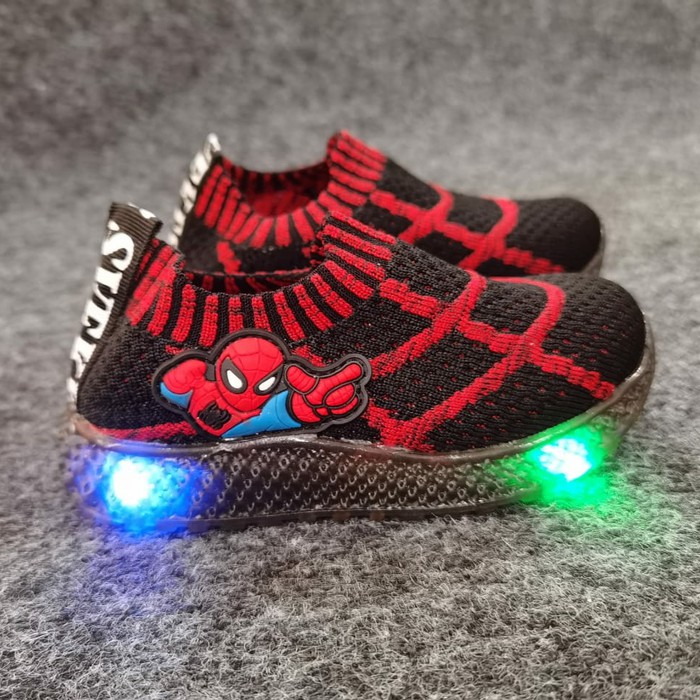 Giày Thể Thao Người Nhện Có Đèn led Nhấp Nháy Size 23-31