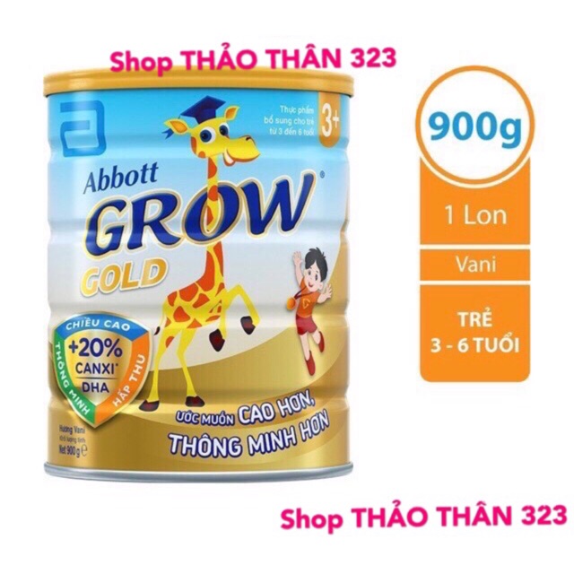 Mẫu Mới-Sữa Bột Abbott Grow 3+ Lon 900 Hương Vani