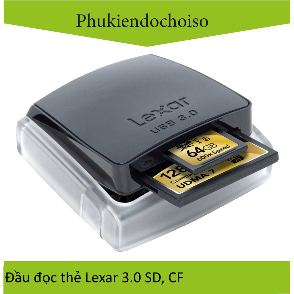 [Mã 267ELSALE hoàn 7% đơn 300K] Đầu đọc thẻ Lexar USB 3.0, Dual Slot SD-CF UHS-I