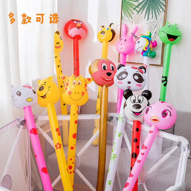 1 Bong Bóng PVC Dài Bơm Hơi Hình Đầu Động Vật Hoạt Hình Trang Trí Tiệc Cho Bé