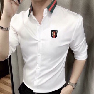 Áo Sơmi Nam Hoạ Tiết Thêu Huy Hiệu