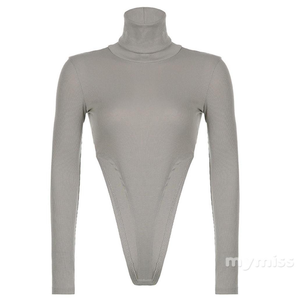 Bodysuit tay dài cổ rùa màu trơn màu đen/xám/trắng cho nữ
 | BigBuy360 - bigbuy360.vn