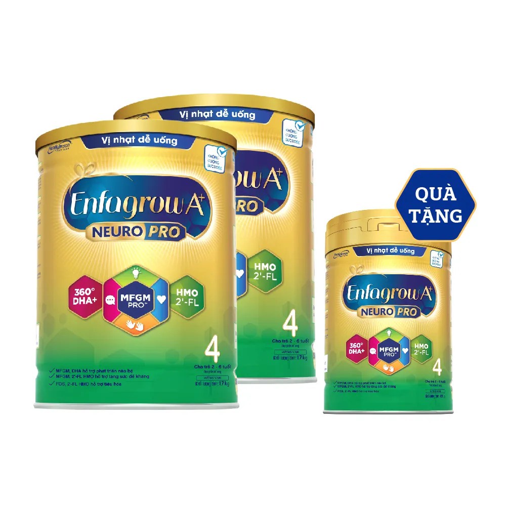 Bộ 2 lon Sữa bột Enfagrow A+ Neuropro 4 - FL HMO Vị Nhạt Dễ Uống- 1.7kg