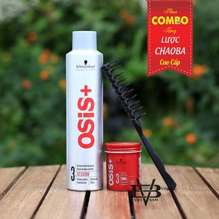 Combo Gôm xịt tóc osis+ 3 Session Finish 300ml + Sáp Vuốt Tóc Osis Thrill 3 100ml  + Tặng lược tạo kiểu Chaoba cao cấp