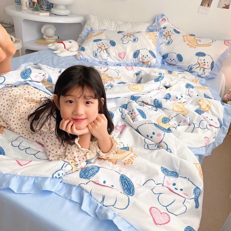 Set Đũi Chăn Hè Chần Bông Mỏng Nhiều Hoạ Tiết, Hàng Có Viền Bèo Xinh Xắn -shinbedding