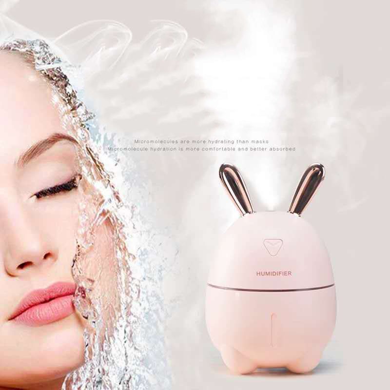 Máy khuếch tán tinh dầu phun sương hơi nước tạo ẩm hình tai thỏ có đèn Led Humidifier &amp; Rabbit