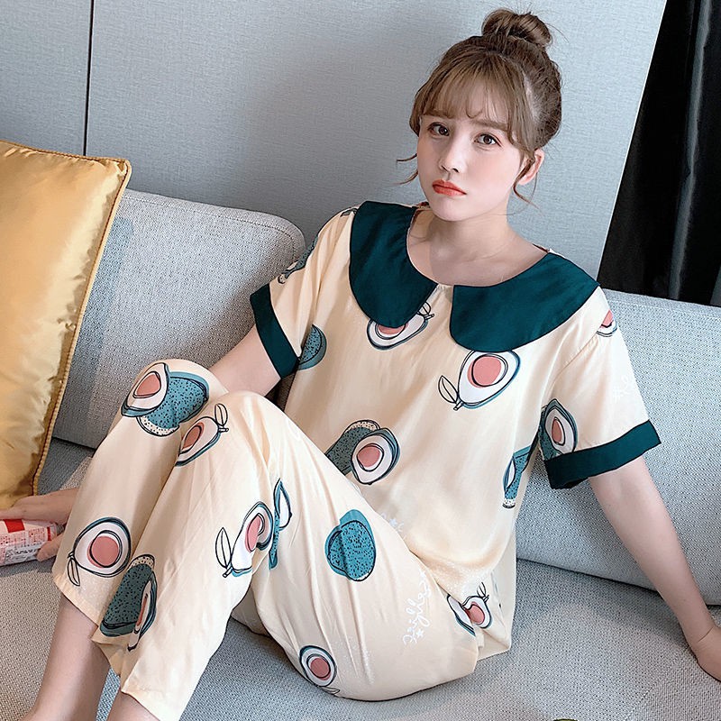 Thứ hai nơi bán hàng trong cửa của chúng tôi] Bộ đồ ngủ pijama nữ, cotton lụa có thể mặc ở nhà, lụa, quần tây ngắn