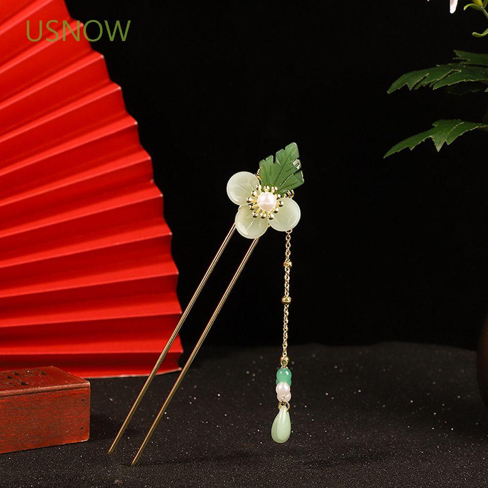 Trâm Cài Tóc Dáng Dài Đính Ngọc Trai Phối Tua Rua Phong Cách Hàn Quốc Cổ Điển Cho Nữ