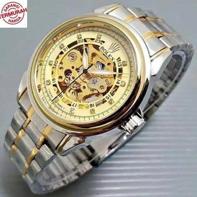 Lebay! Đồng Hồ Rolex Rolex Dây Xích Kim Cương Tự Động Màu Vàng Cho Nam Giới