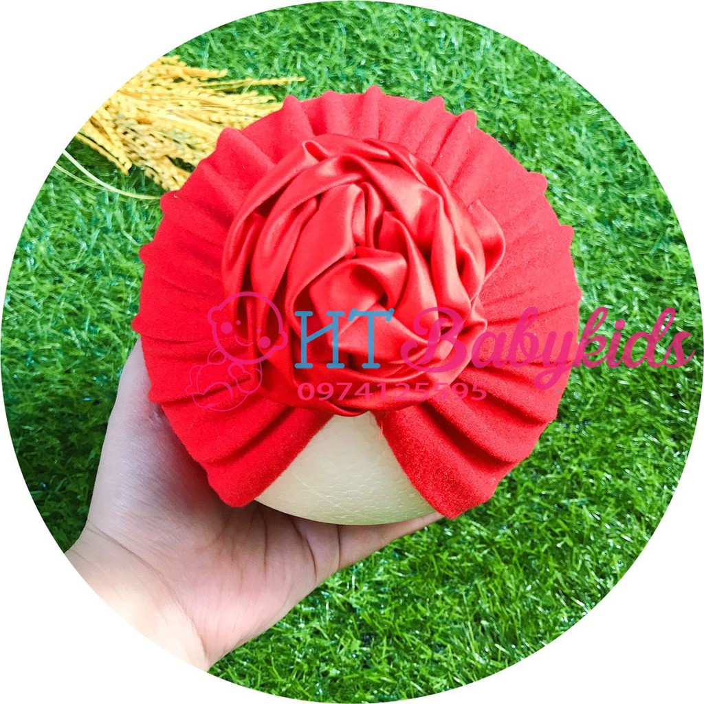Mũ turban bé gái - đỏ baby (4-10kg)