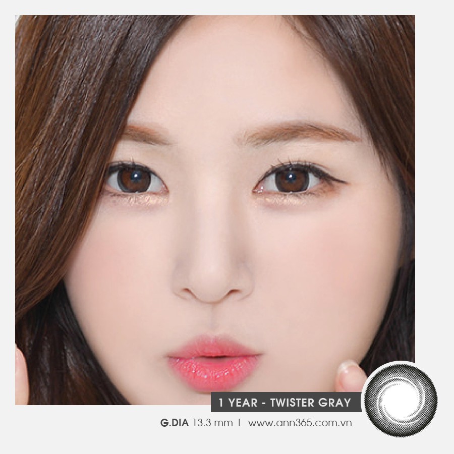 [𝟭 𝗖𝗮̣̆𝗽] Lens Mắt Cận 1 Năm Màu Xám Twister Gray ANN365 Nội Địa Hàn Cho Mắt To Tròn