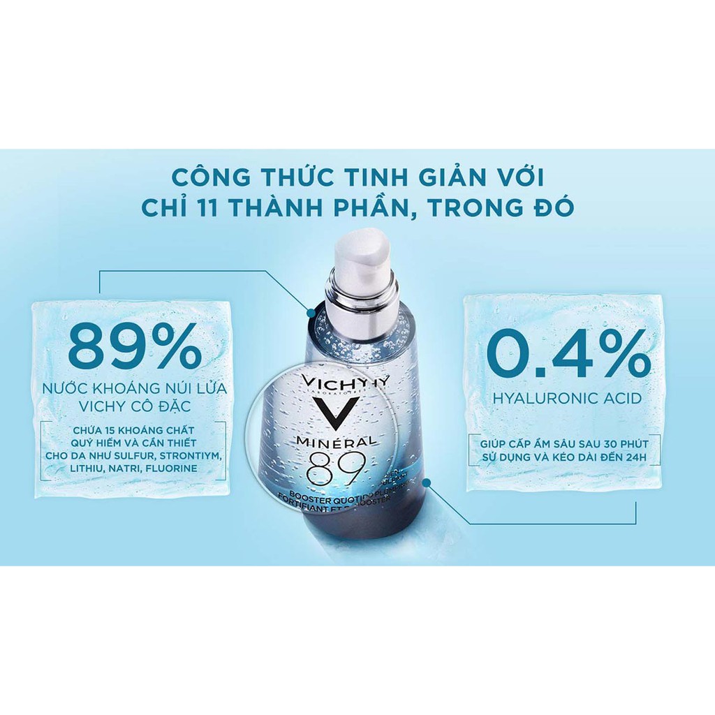 Serum Vichy Mineral 89 50ml tặng kem dưỡng cấp nước chống lão hóa 15ml Pháp