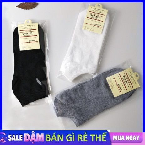 [BÁN GÌ RẺ THẾ] Vớ Tất Nam Nữ Ba Màu Trơn Cổ Ngắn 100% Cotton Hàng Xuất Nhật Cực Xịn Sò (Kèm Tag)