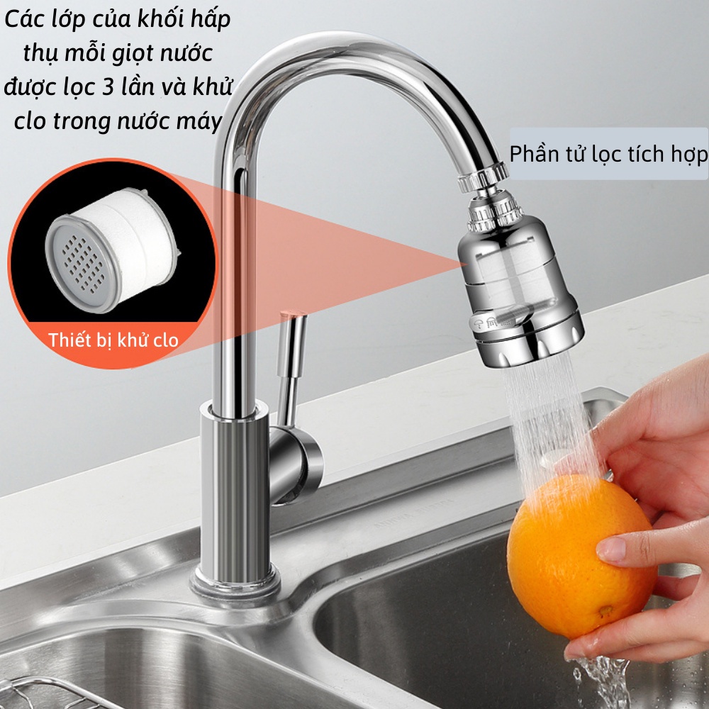 Vòi Rửa Bát Vòi Xịt Tăng Áp Bồn Rửa Bát Xoay 360 Độ 3 Chế Độ Nước tăng áp xịn