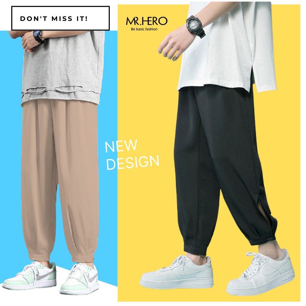 Quần tây âu dáng baggy quần vải chinos ống rộng, cạp chun giãn, bo gấu phong cách thanh lịch QA02 MrHero - HÀNG MỚI VỀ