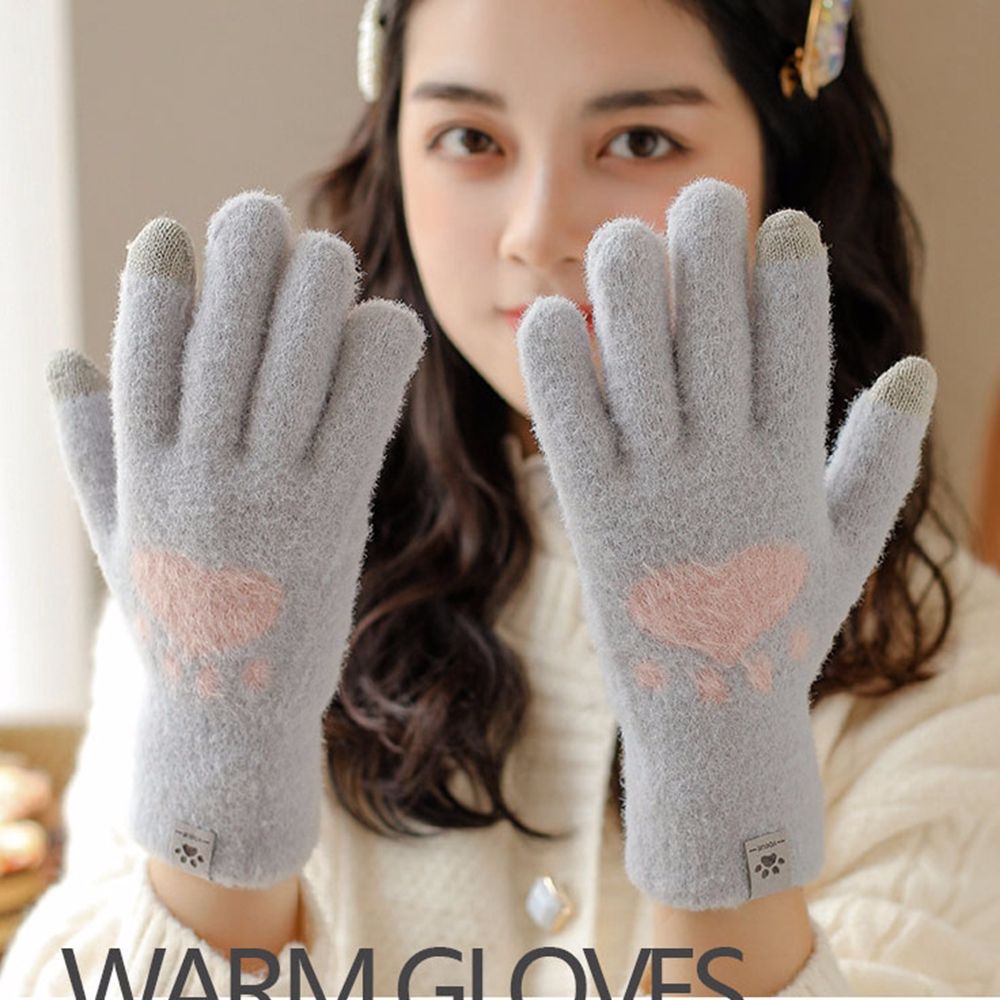 Găng tay lái xe từ vải len phối nhung dày mềm mại thoáng khí nhiều màu có thể chạm màn hình cảm ứng cho nữ