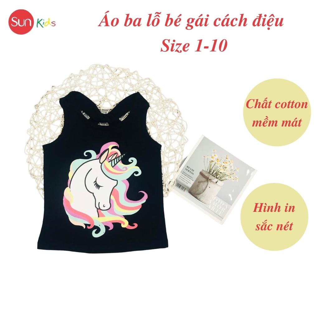 Áo thun bé gái, áo phông bé gái dáng ba lỗ, chất cotton, nhiều màu, size 1-10 - SUNKIDS