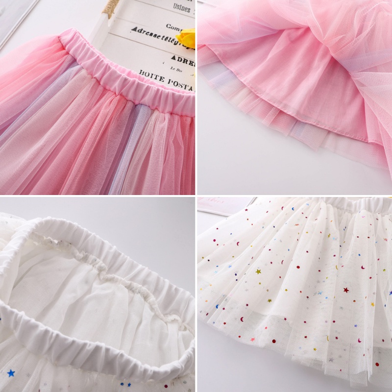 Chân Váy Xoè Tutu Phối Lưới Hoạ Tiết Hoa Nữ Tính Cho Bé