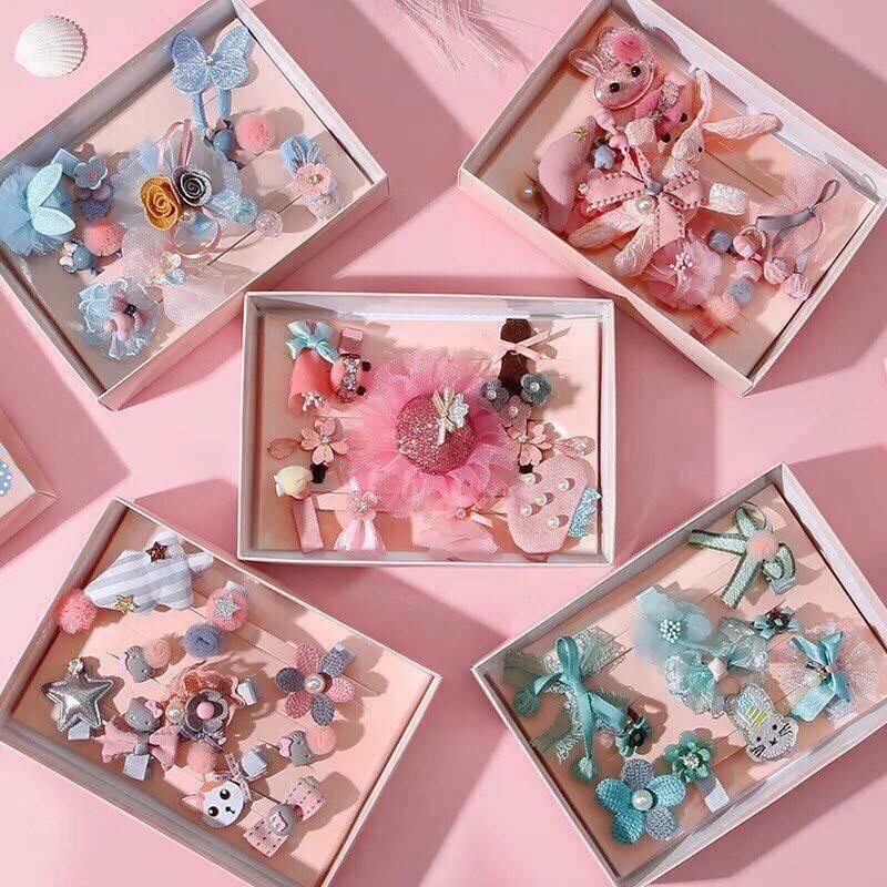 HỘP NƠ BUỘC TÓC 10 MÓN CHO BÉ GÁI SIÊU XINH (GIAO MÀU NGẪU NHIÊN)