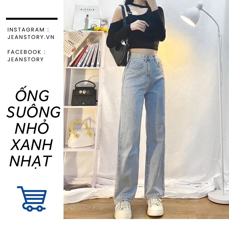 Quần Kayla Jeans Suông Nhỏ Xanh Nhạt