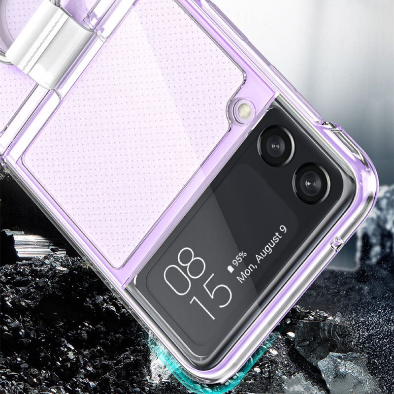 Ốp Điện Thoại Trong Suốt Dạng Nhám Có Vòng Nhẫn Giá Đỡ Cho Samsung Galaxy Z Flip 3 4 5G Samsung Z Flip 4 3