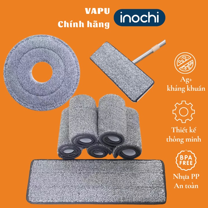 Bông giẻ lau nhà chữ nhật, tròn Inochi Nhật Bản dùng cho bộ lau nhà tự vắt, cây inox MOP-Z9, M900, SM31, VapuHCM Store