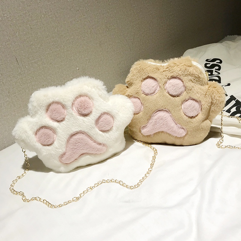 Túi Đeo Chéo Hình Chân Mèo Hoạt Hình Xinh Xắn Dành Cho Nữ