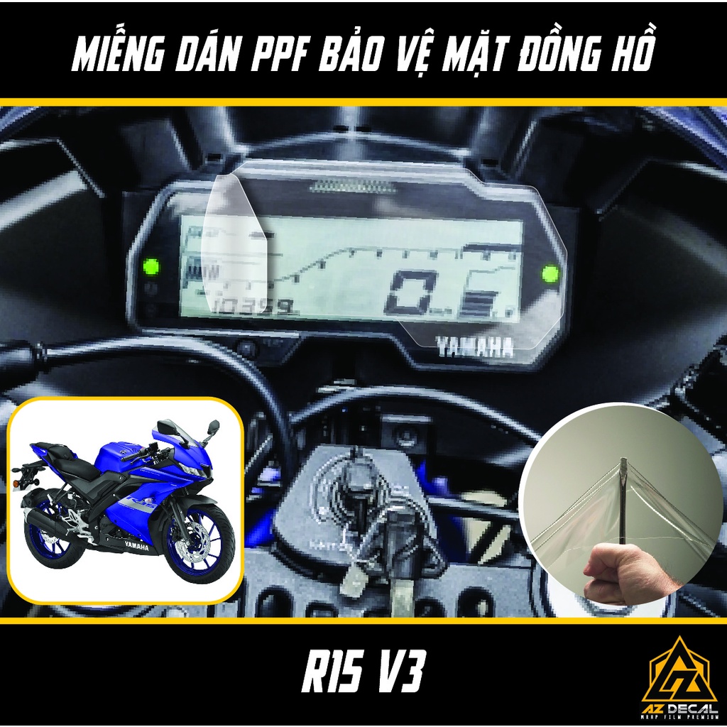 Film PPF Dán Bảo Vệ Mặt Đồng Hồ Yamaha R15 V3 | Miếng Dán Đồng Hồ Xe Máy Trong Suốt Chống Nước Chống Xước