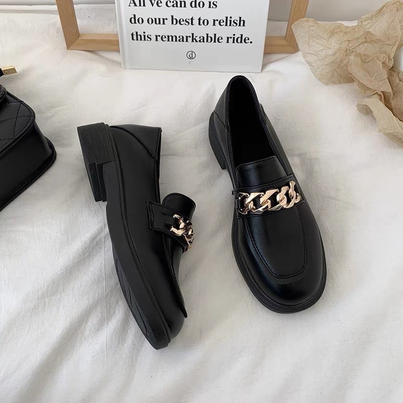 Giày oxford dây xích vàng đế cao 3cm ulzzang cho nữ | BigBuy360 - bigbuy360.vn