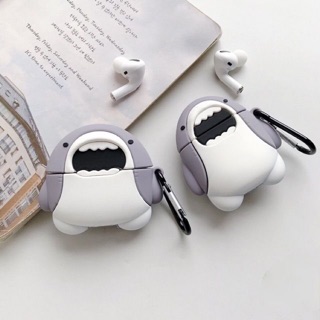 ☘️Tặng kèm móc treo☘️ Case bao airpod 1 2 Pro 3 Stupid&Cute Shark Cá mập con - Vỏ bọc đựng tai nghe không dây airpods