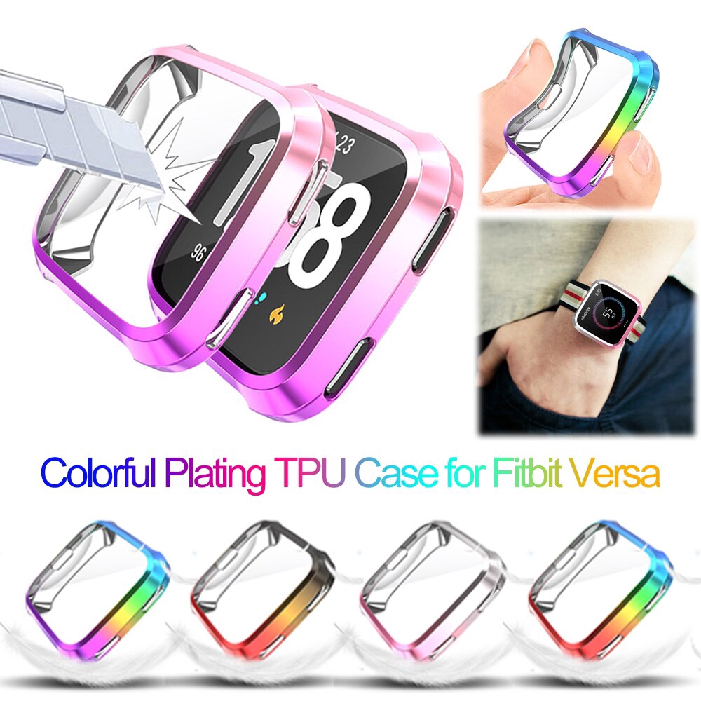 Ốp Tpu Mạ Điện Siêu Mỏng Bảo Vệ Màn Hình Đồng Hồ Thông Minh Fitbit Versa