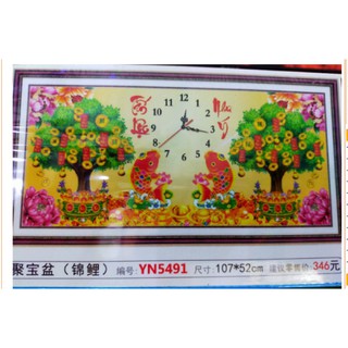 Tranh đính đá Đồng Hồ Tấn Lộc Như Ý YN5491 (107x52) chưa đính
