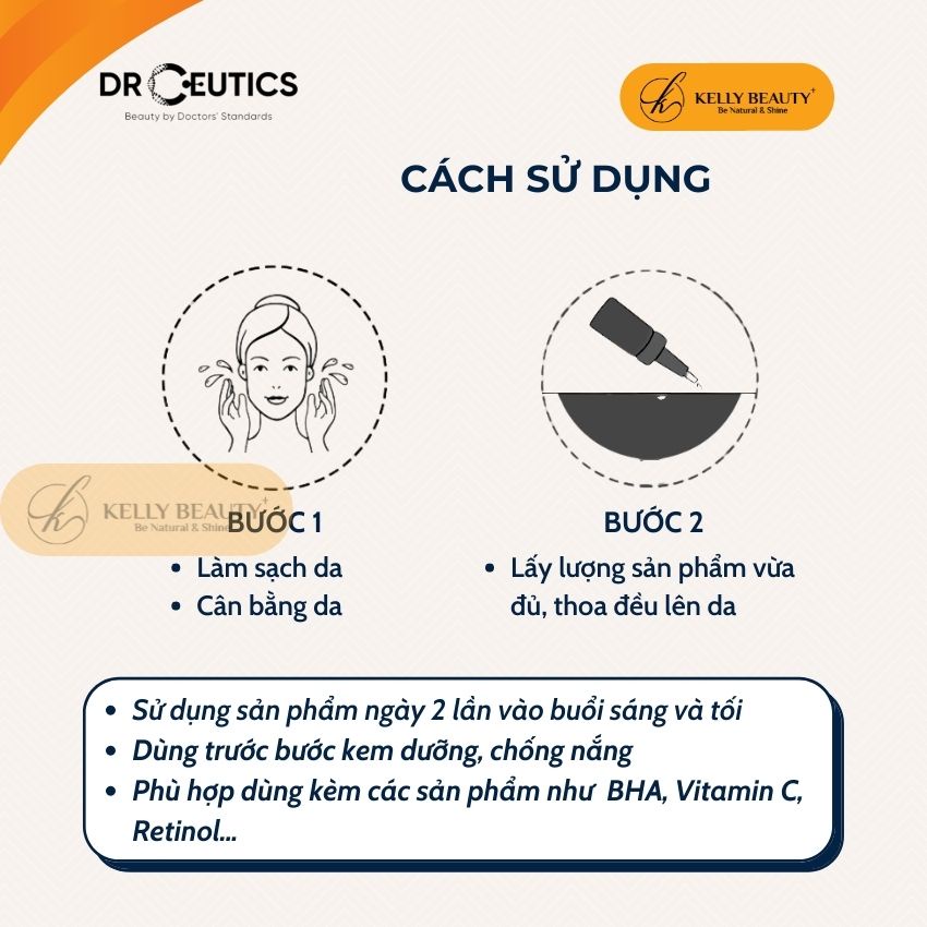 Serum Vitamin B3 DrCeutics 30ml - Làm Sáng, Đều Màu Da &amp; Se Khít LCL - Niacinamide 12% + NAG 5% | Kelly Beauty
