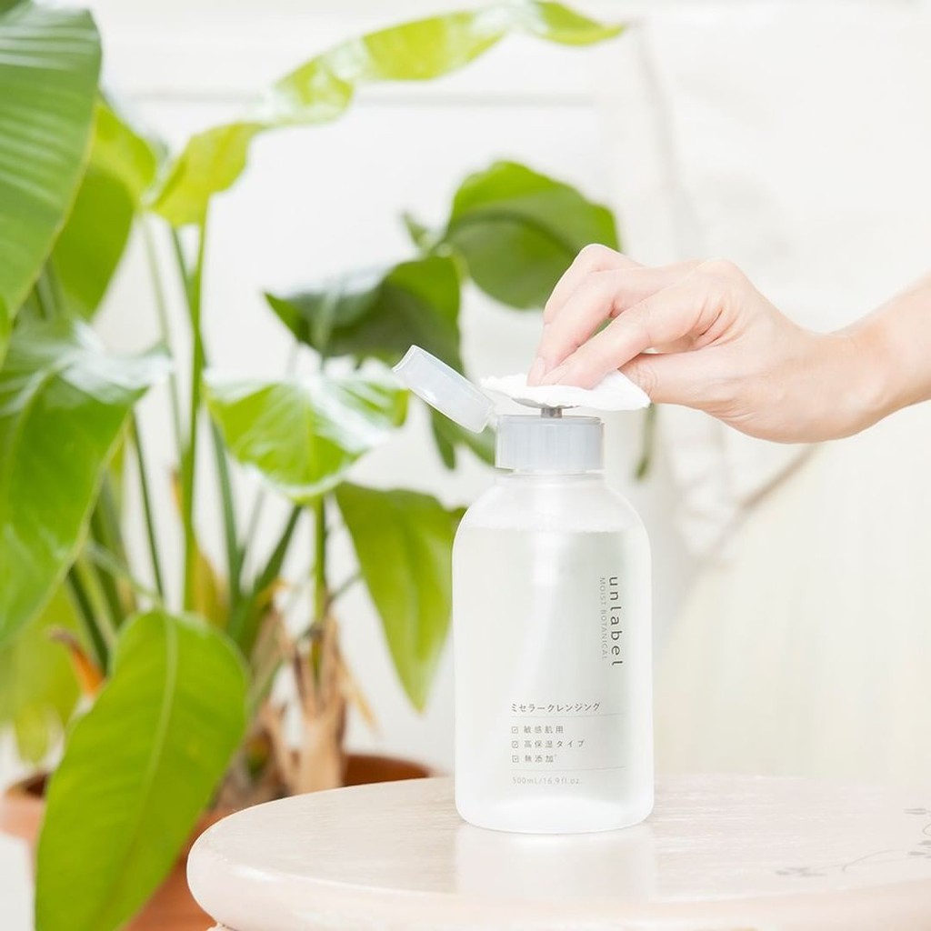 Unlabel Moist Botanical Micellar Cleansing - Nước tẩy trang Micellar nắp nhấn 85% thiên nhiên chính hãng Nhật Bản