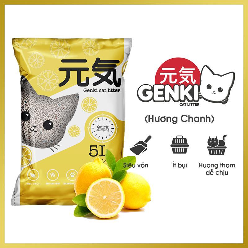 cát vệ sinh Genki 5lit dành cho mèo - công nghệ từ Nhật Bản