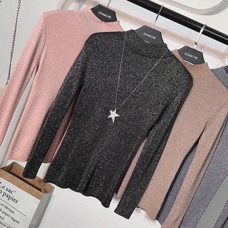 Áo len nhũ cổ 3 phân siêu hót