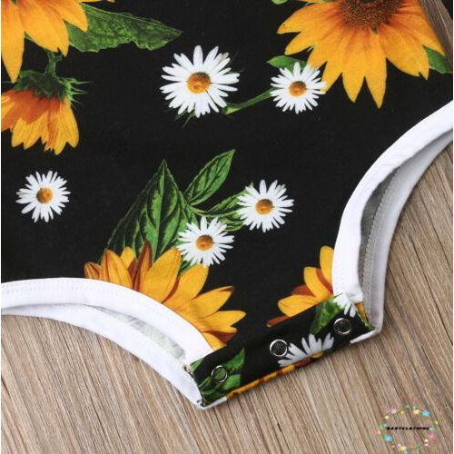 Set quần yếm + băng đô in họa tiết hoa dễ thương cho bé gái