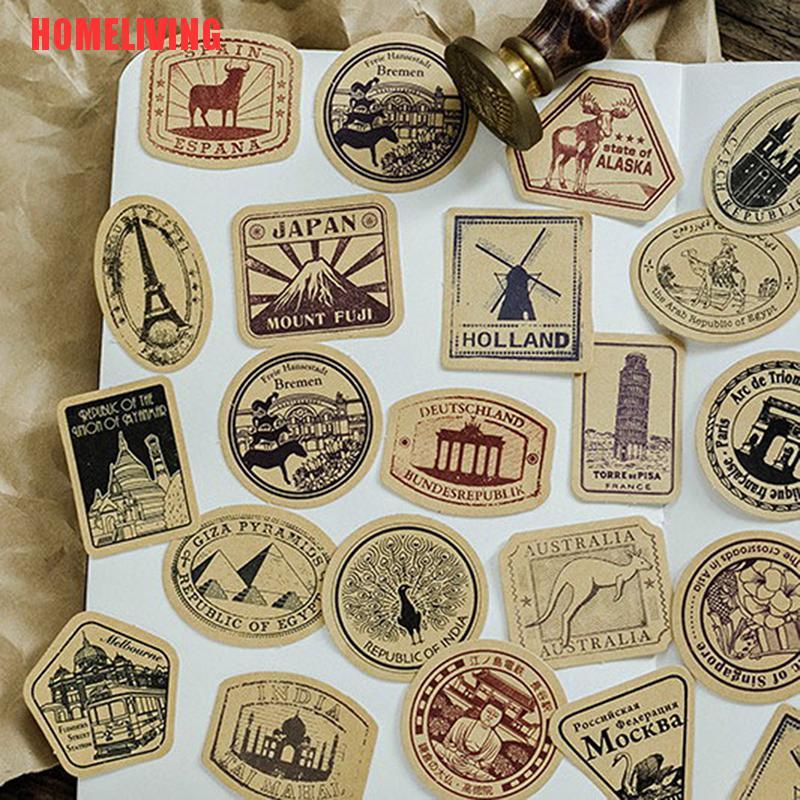 Hộp 46 Miếng Dán Giấy Phong Cách Vintage Dùng Trang Trí Nhật Ký / Quà Tặng DIY