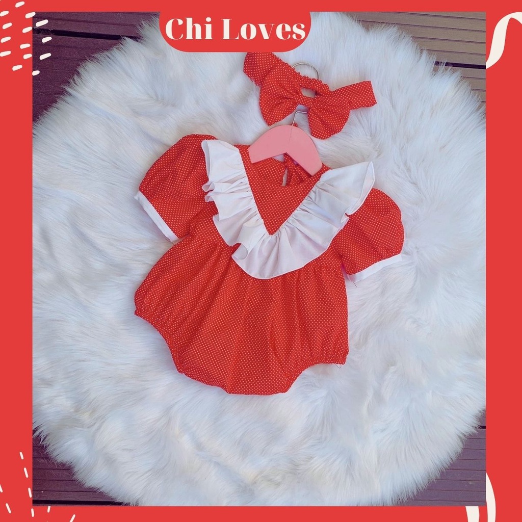 Bodysuit cho bé gái sơ sinh, 0,1,2,3 tuổi Chi Loves , Đầm bé gái sơ sinh hàng thiết kế cao cấp V10