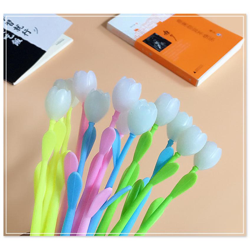 Bút Mực Nước Hình Hoa Tulip Màu Đen