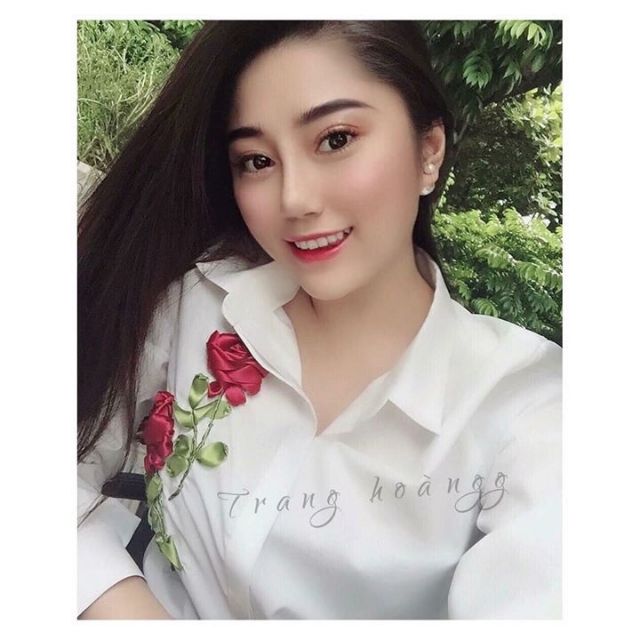 Áo sơ mi thêu duy băng
