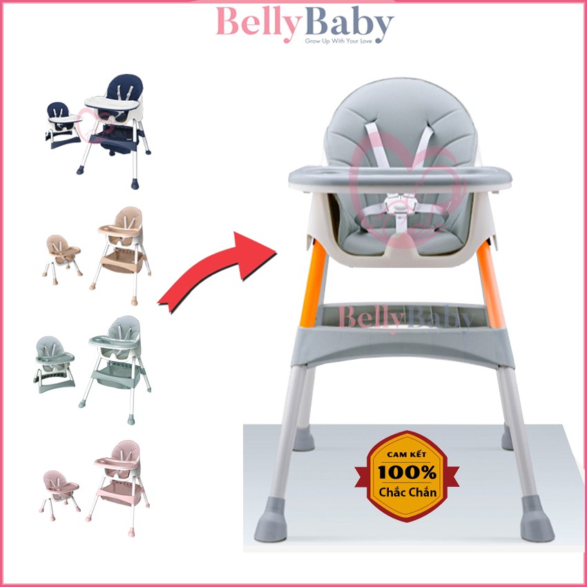 Ghế Ăn Dặm BellyBaby Full Đệm, Chân, Đai An Toàn Bảo Hành 12T