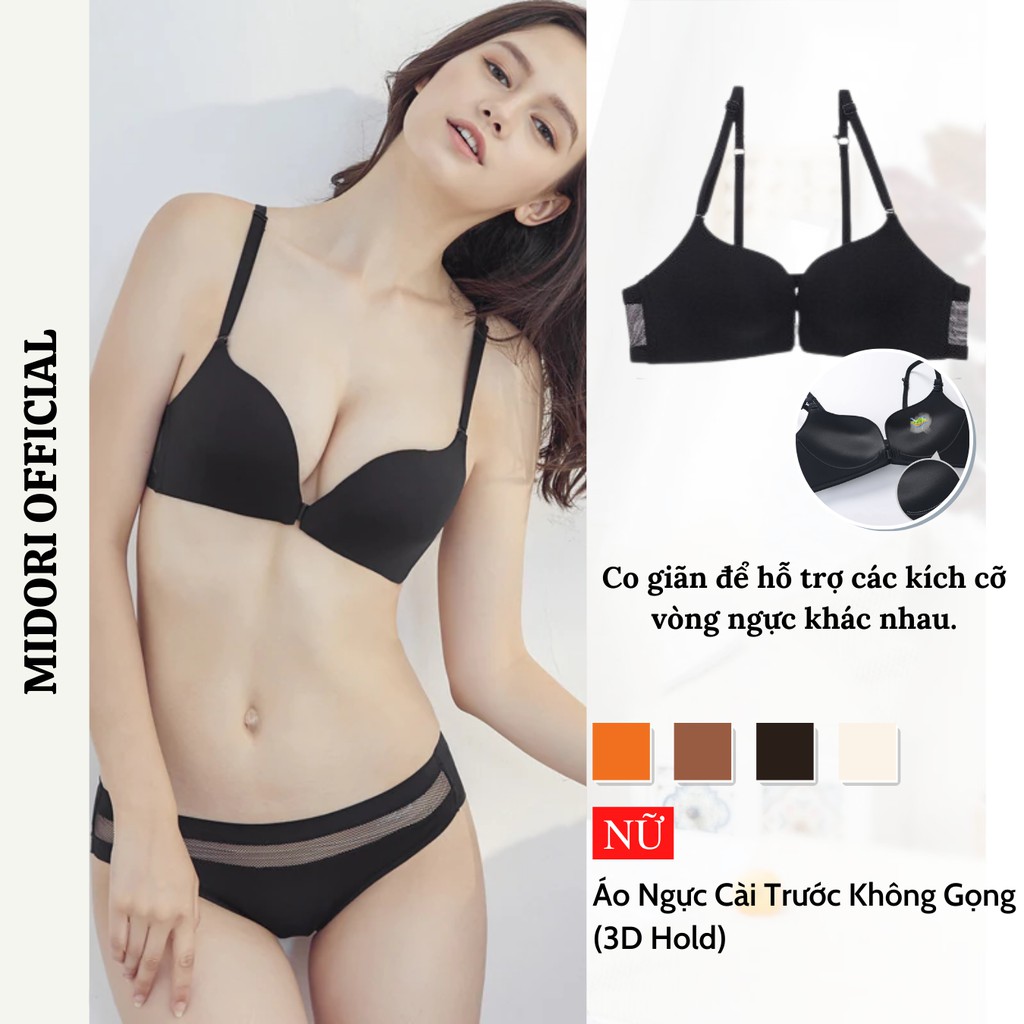 Áo lót nữ cài trước không gọng nâng ngực MIDORI Áo ngực nữ cài trước mềm mại thoáng mát tạo khe tôn vòng 1 gợi cảm ACT01 | BigBuy360 - bigbuy360.vn